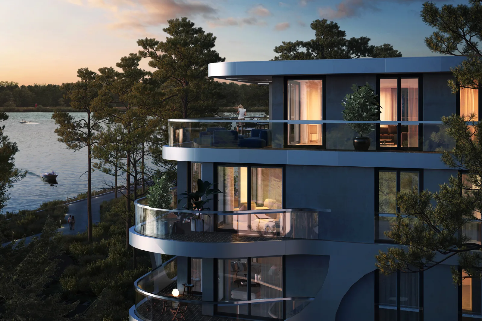 Façade at dusk